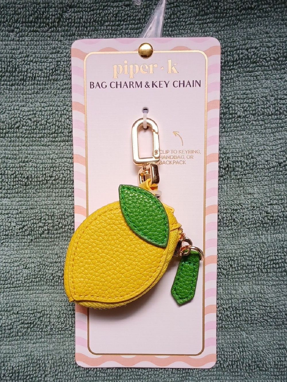 piper·k Yellow Lemon Bag Charm & Key Chain